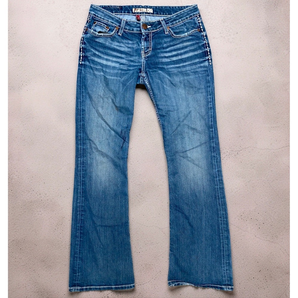 BKE Madison Womens Jeans 30x33 Blue Low Rise Bootcut Distressed BWX2415
